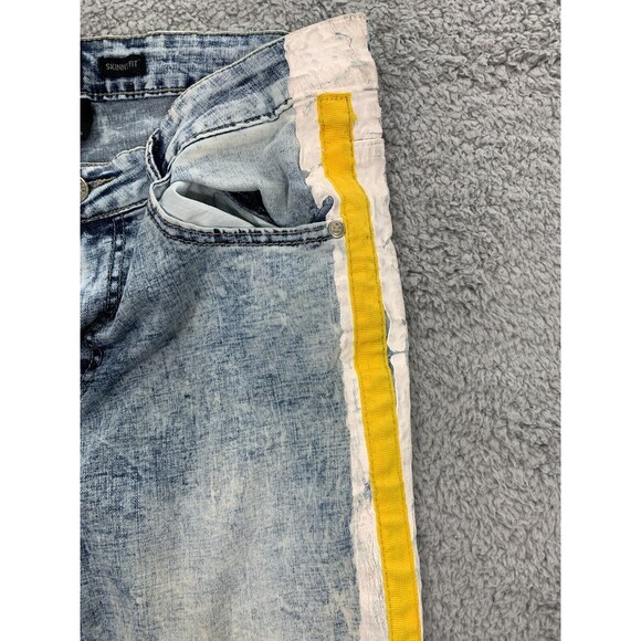 WAIMEA Skinny Fit Painted Seam Wearable Art-to-Wear Emo Grunge Punk Denim Jeans - Picture 3 of 12
